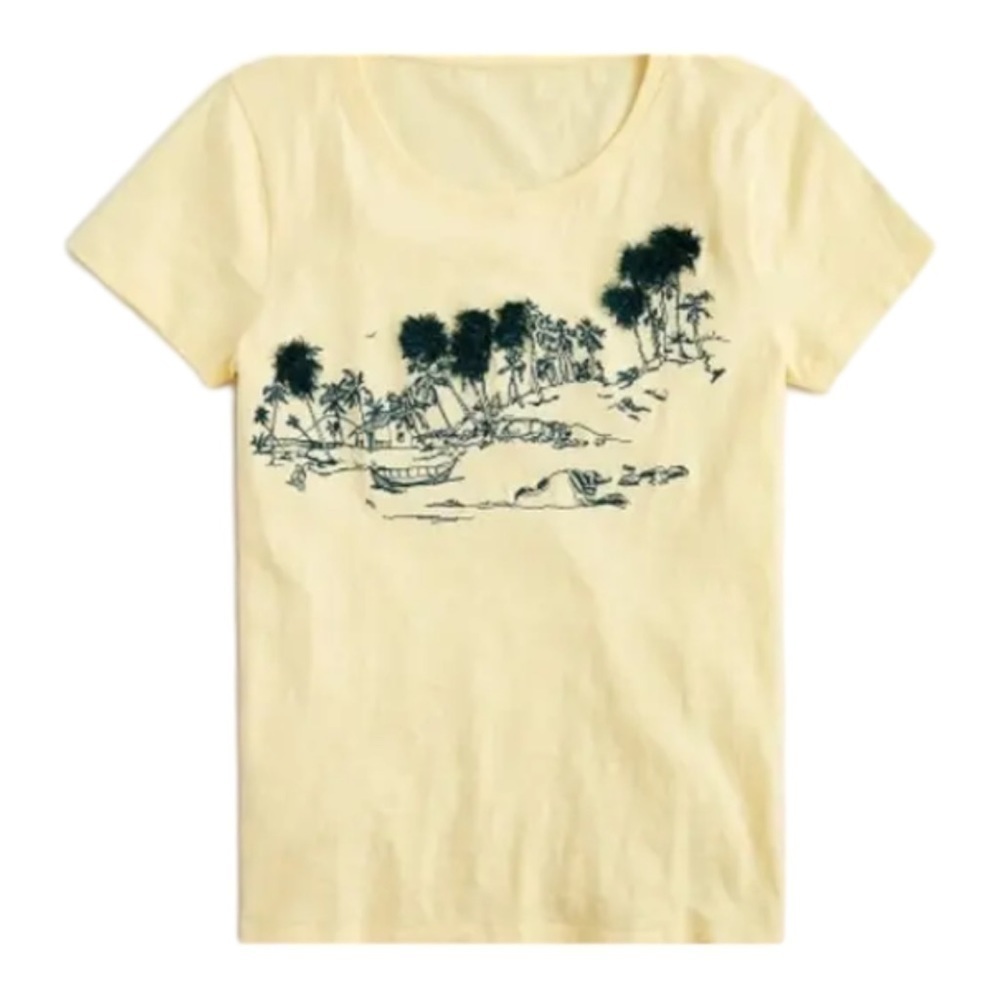 J. Crew knit goods yellow organic tee shirt womens XS. - Picture 2 of 9